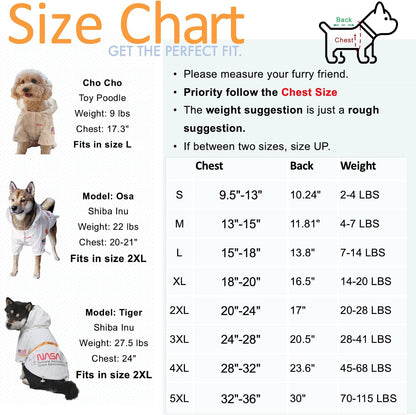 JCX NASA Dog Raincoats Pet Stylish Streetwear Outfit for Dogs